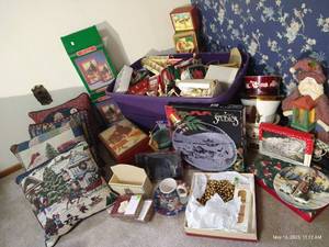 lot 325 image: Huge Christmas Lot - Pillows, Hallmark Ornaments, Etc