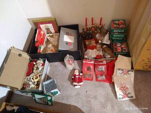 lot 369 image: Vintage Christmas Lot - Shiny Bright Ornaments, Candles, Etc