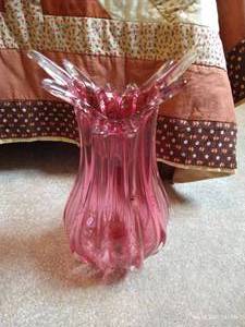 lot 394 image: Vintage Pink CzechBohemia Glass Vase