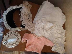 lot 429 image: Vintage Handmade Collars, Baby Items, Lace, Etc