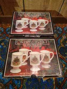 lot 455 image: Pfaltzgraff Christmas Heritage Dishes - (2) Pedestal Mug Sets