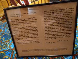 lot 479 image: Framed Reproduction of the Gettysburg Address in Lincolns Handwriting