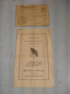 lot 579 image: War Rations Book from Local Resident & 1940 Larimore Victory Day Pamphlet