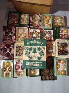 lot 584 image: Big Lot of Christmas Ball Ornaments w One Box Shiny Brights
