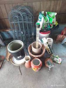 lot 650 image: Gardening Lot Soils, Pots, Edging, Stakes, Etc