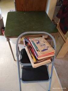 lot 657 image: Card Table, Step Stool, Vintage Piano Music