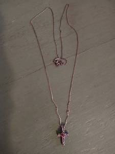 lot 80B image: Vintage Sterling Silver Chain & Cross Pendant