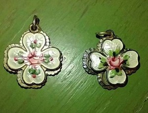 lot 80G image: (2) Vintage Sterling Silver Religious Shamrock Pendants