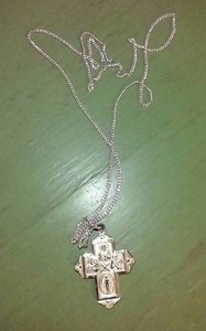 lot 80J image: Vintage Sterling Silver Catholic Cross Pendant