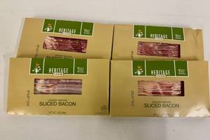 lot 261 image: F. 4x 12oz Hickory Smoked Sliced Bacon-Heritage Farm
