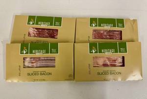 lot 262 image: F. 4x 12oz Hickory Smoked Sliced Bacon-Heritage Farm