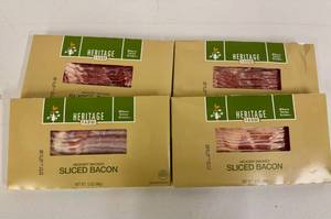 lot 263 image: F. 4x 12oz Hickory Smoked Sliced Bacon-Heritage Farm