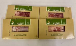 lot 264 image: F. 4x 12oz Hickory Smoked Sliced Bacon-Heritage Farm