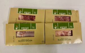 lot 265 image: F. 4x 12oz Hickory Smoked Sliced Bacon-Heritage Farm