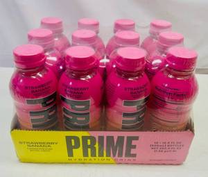 lot 300 image: 12x 16.9oz Prime Hydration-Strawberry Banana