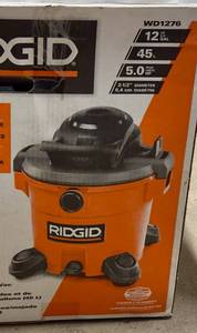 Rigid 12gal 5.0hp ShopVac w/Hoses & Casters-NO Attachments