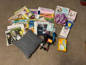 lot 18 image: Box of 2025 Calendars, Hair Care, Light Bulbs Etc.-See Photos