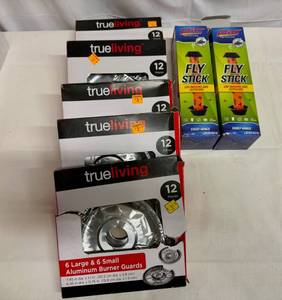 lot 27 image: 4x Aluminum Burner Guards & 2 Fly Sticks