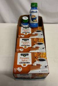 lot 32 image: 3x 12kcups Clover Valley Pumpkin Spice & 2x Creamer