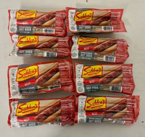 lot 50 image: 8x 6ct Frozen Sahlens Beef Franks