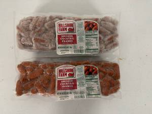 lot 77 image: 2x 3lbs Hillshire Farm Smoked Cocktail Franks