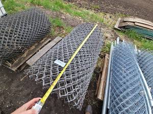 lot 34 image: Galvanized Steel Chain Link Fence Roll with Metal Posts