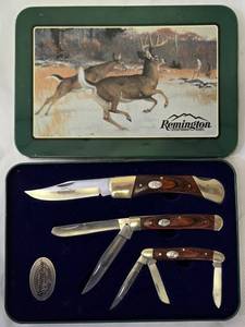 lot 17 image: Remington Sportsman Series 3 Folding Knife Set in  Collectable Gift Tin
