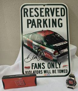 lot 22 image: DaleEarnhardt Jr Reserved Parking Sign & DaleEarnhardt Jr Collectors Watch