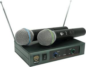 lot 43 image: Nady  DKW DUO HT BD VHF Dual Wireless Handheld Microphone System