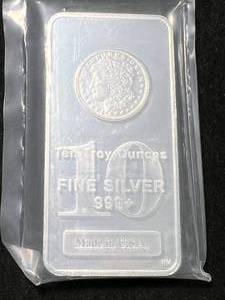 10 TROY OZ .999 FINE SILVER MORGAN DOLLAR BAR