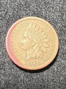 lot 35 image: 1861 US INDIAN HEAD CENT XF