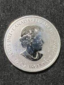 lot 49 image: HALF TROY OZ .9999 FINE SILVER 2015 CANADIAN ROUND