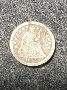 lot 56 image: 1849 US SEATED LIBERTY HALF DIME