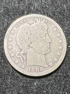 lot 81 image: 1908-O US BARBER QUARTER