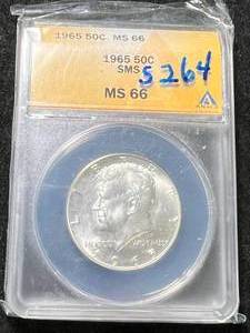 lot 89 image: 1965 US KENNEDY HALF DOLLAR ANACS MS66