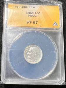 lot 94 image: 1960 PROOF US ROOSEVELT DIME ANACS PF67