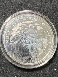 lot 95 image: 1 TROY OZ .999 FINE SILVER 2023 MERLIN ROUND IN AIRTITE