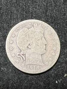lot 103 image: 1914-D US BARBER QUARTER