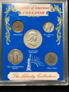 lot 112 image: SYMBOLS OF AMERICAN FREEDOM 5 COIN LIBERTY COLLECTION