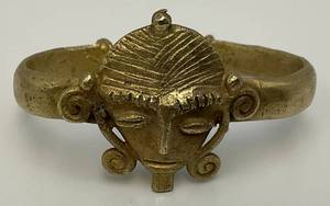 Antique Hand Made Heavy Brass Ghana Tribal Bracelet 3 Oz.