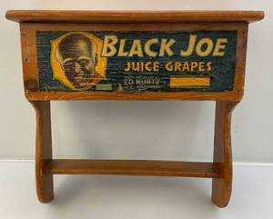 lot 71 image: Vintage Black Joe Juice Grapes Crate Shelf 16 L x 15 H x 5 12 W