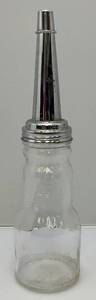 lot 72 image: Vintage Glass Oil Bottle With Chrome Fliller Top With Cap 15