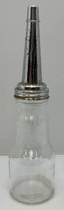 lot 73 image: Vintage Glass Oil Bottle With Chrome Fliller Top With Cap 15