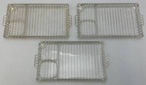 lot 100 image: 1940s Hazel-Atlas Lunchen Snack Trays Orchard Crystal
