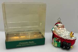 lot 110 image: Vintage Christopher Radco Limited Edition Ornament Santa In Tub In Original Box