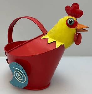lot 134 image: 9 34 Tall Rooster Watering Pail (VERY COOL)