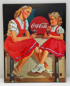 lot 150 image: Pressed Wood Coca-Cola Sign 15 34 x 19 34