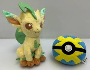 lot 184 image: Tomy Pokemon Leafon 8  Plushie And 5 Poke Ball