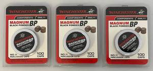lot 223 image: Winchester Magnum BP Black Powder No. 11 Percussion Caps (NIP)