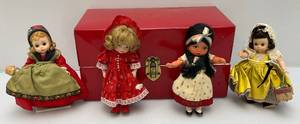 lot 230 image: Vintage Tin Doll Case With Misc. Collectors Dolls Including Madam Alexander And More